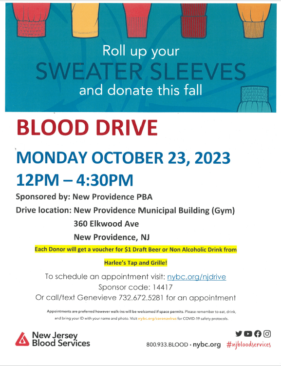 October 23 Blood Drive flyer